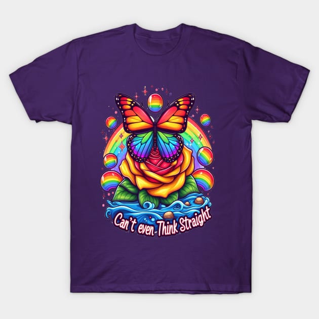 Vibrant Butterfly Perched on Colorful Folds With Inspirational Pride Message T-Shirt by coollooks